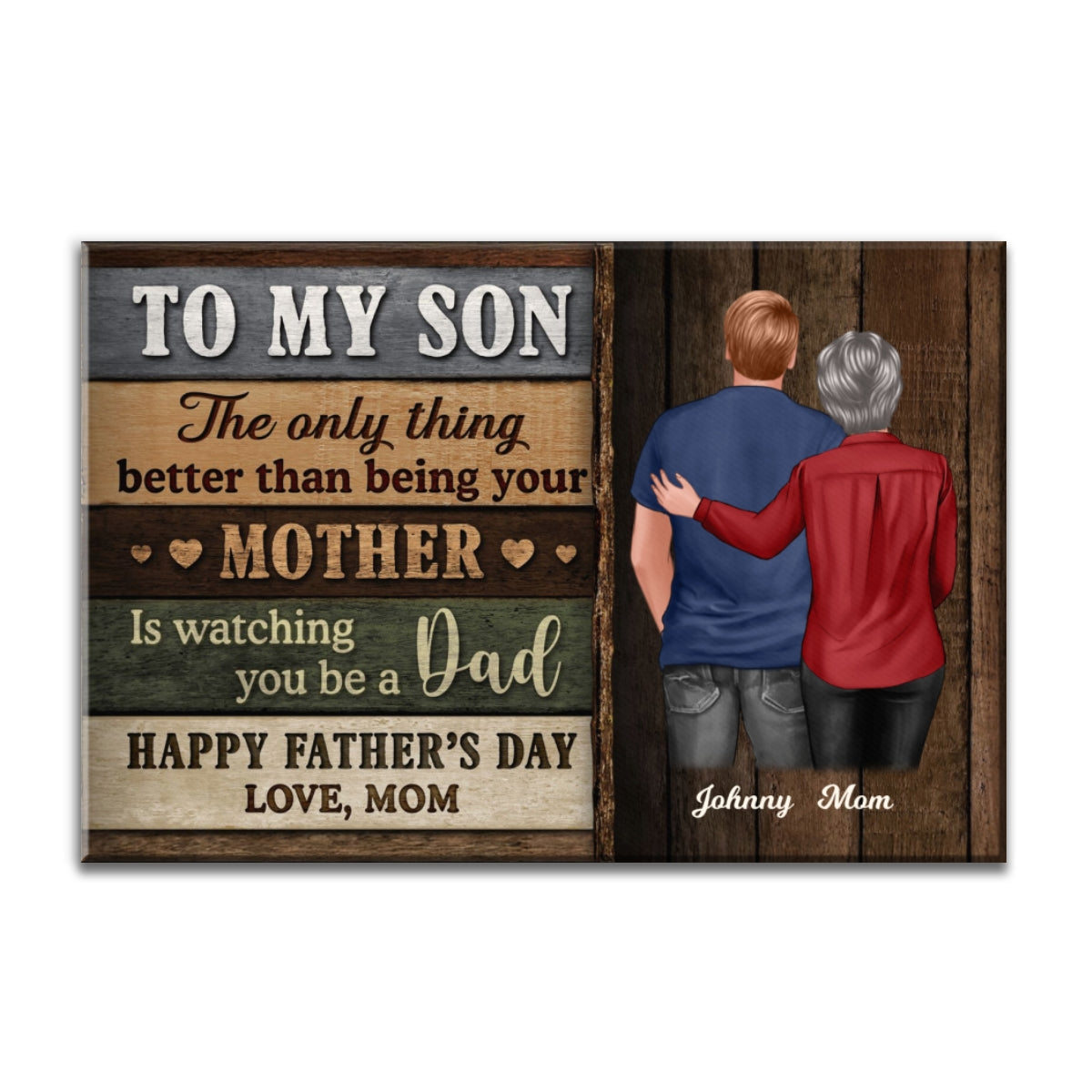 Colored Wood Pallets To My Son From Mom Personalized Wrapped Canvas| Heartfelt Father's Day Gift For Son