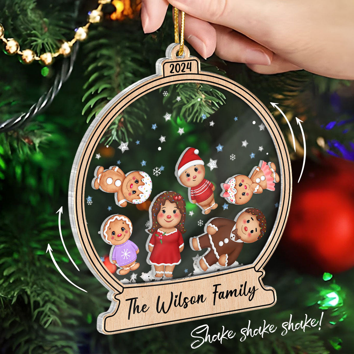 Gingerbread Cookies Family Personalized Shaker Ornament, Christmas Gift