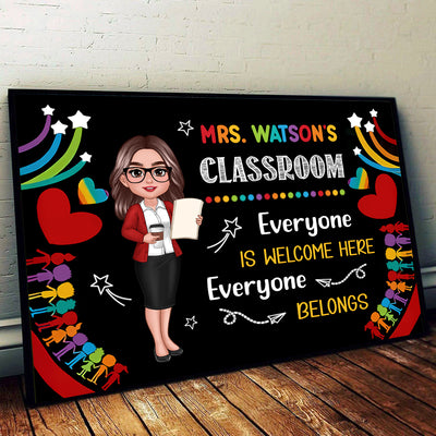 Teacher Classroom Everyone is Welcomed Here Personalized Poster, Back to School Gift for Teacher