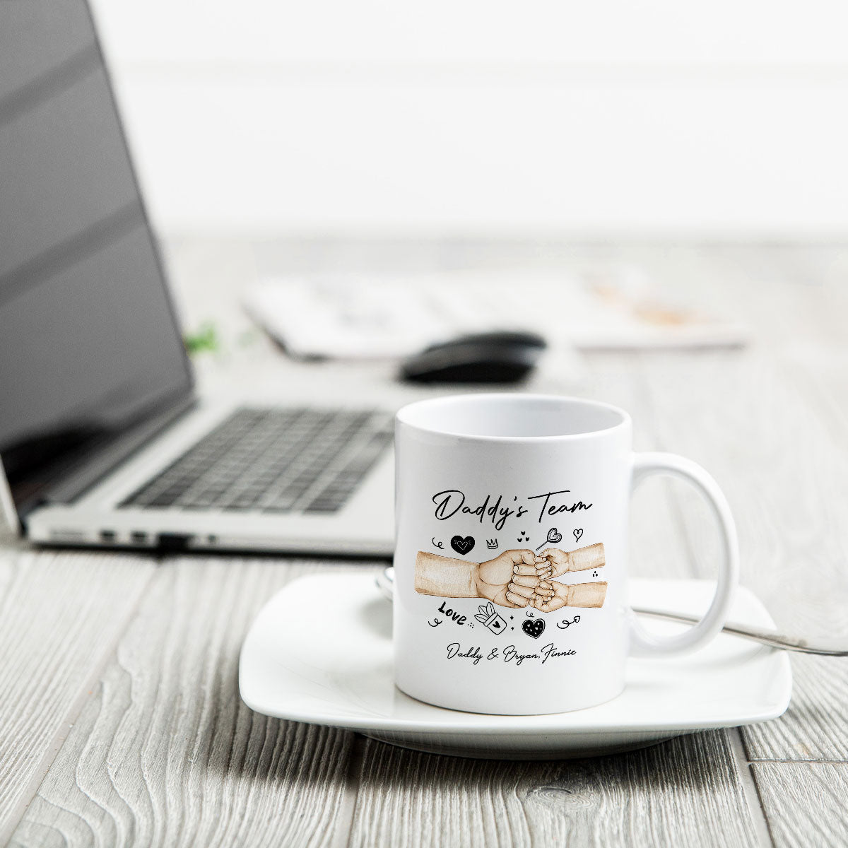 Daddy's Team Fist Bump Personalized Mug