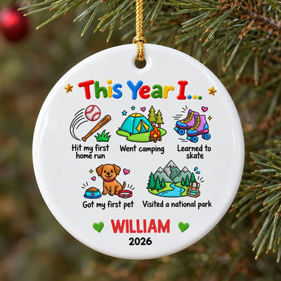 Things Kid Achieved This Year I... 2D Flat - Personalized Ceramic Ornament - Kid Milestones Keepsake, Custom Childhood Memories Keepsake