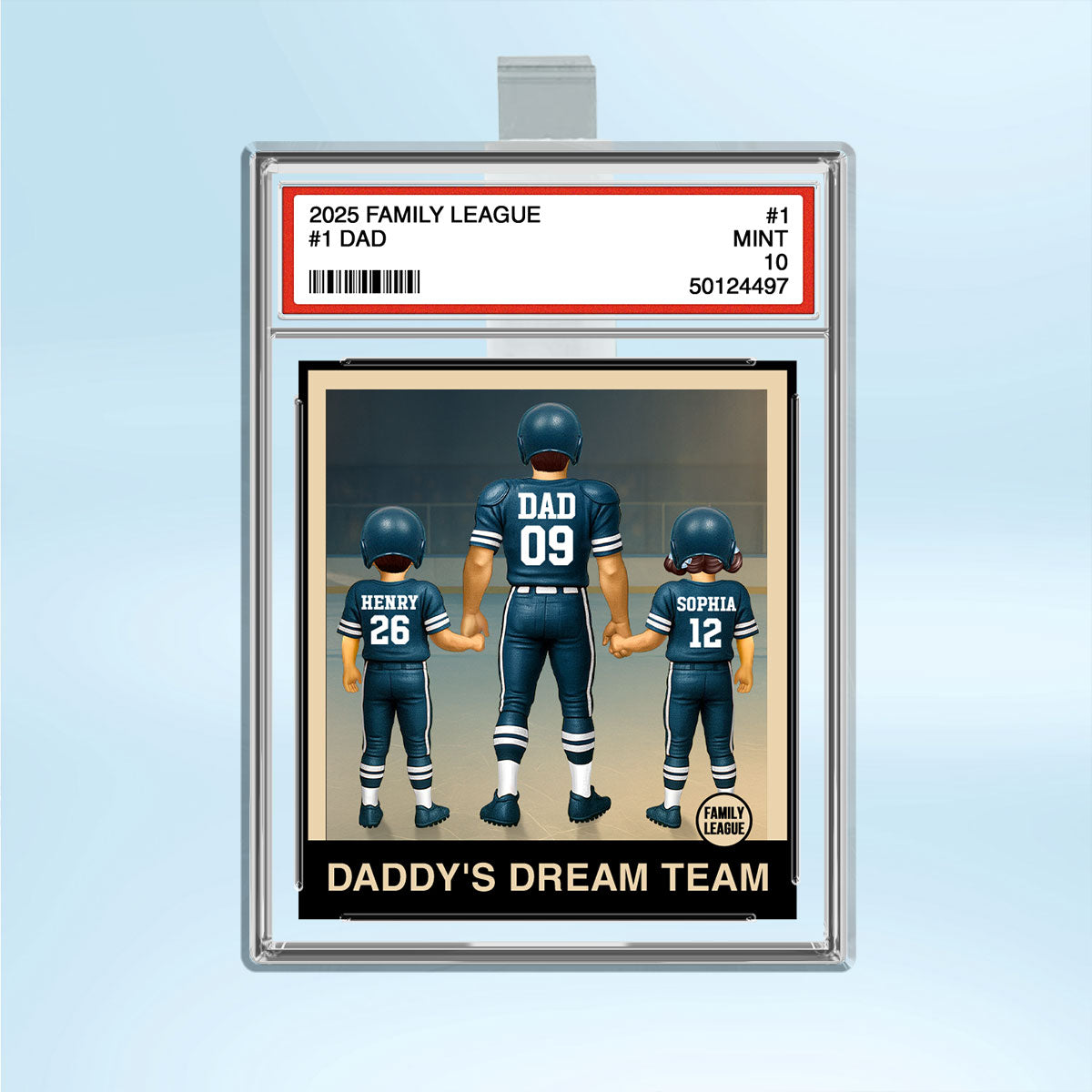 Football No. 1 Dad Man & Kids Trading Card Style Personalized Acrylic Car Visor Clip