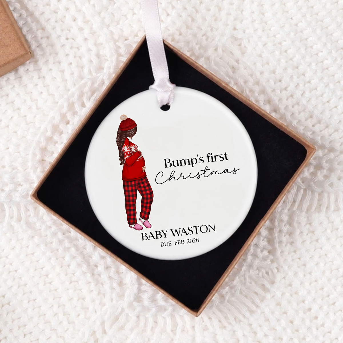 Pregnant Mom Baby Bump's First 2026 Ornament, - Personalized Ornament