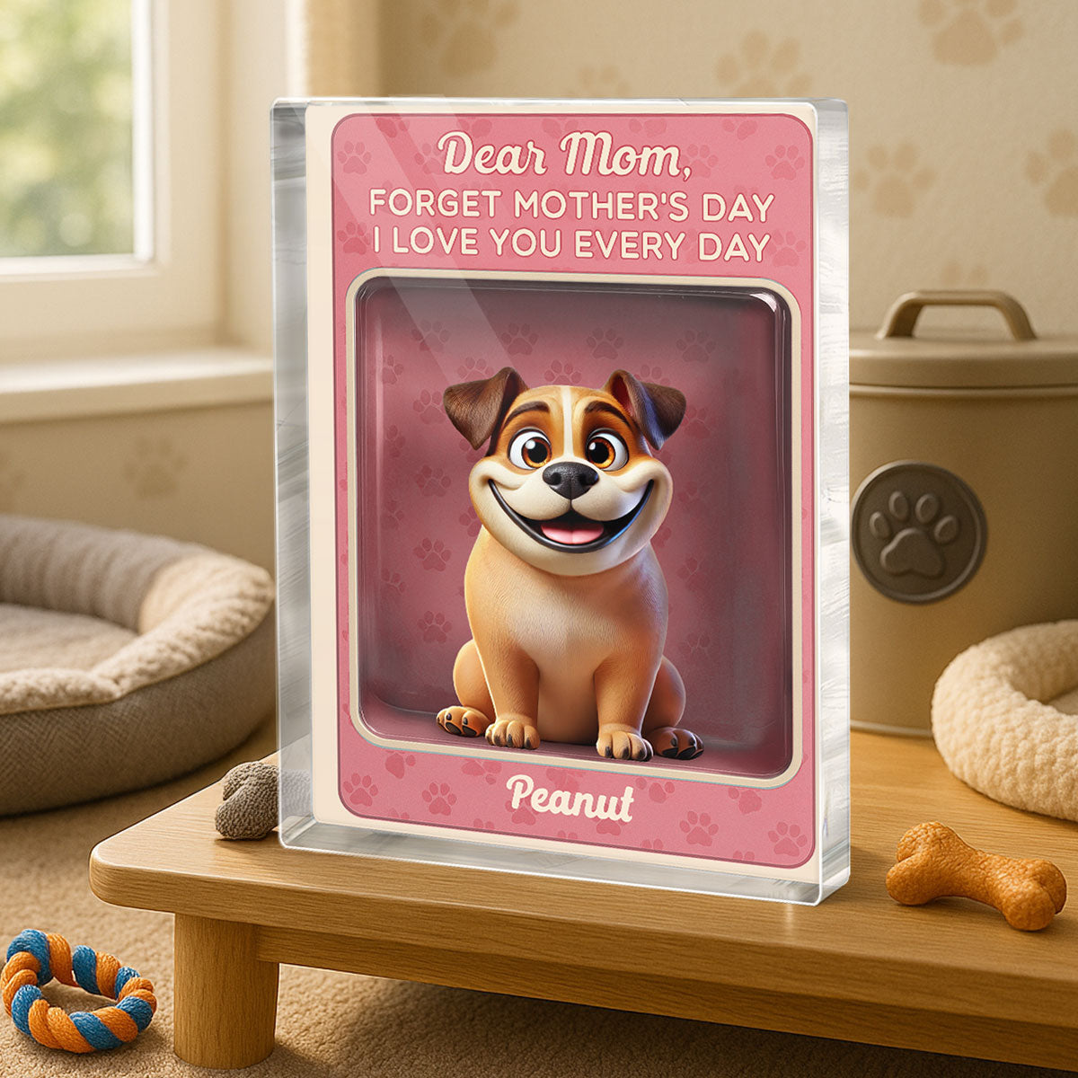 Forget Mother's Day We Love You Every Day Cute Dog Figures Style Personalized Acrylic Block Plaque
