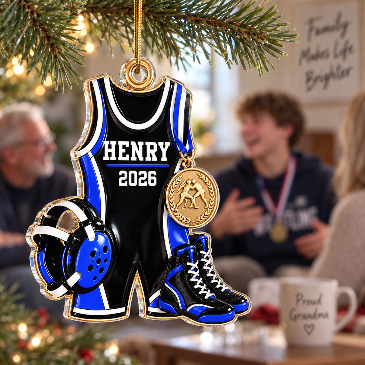 Wrestling Things Custom Name 2D Flat Printed - Personalized Acrylic Ornament - Gift For Son, Wrestling Keepsake, Wrestling Lovers Gift