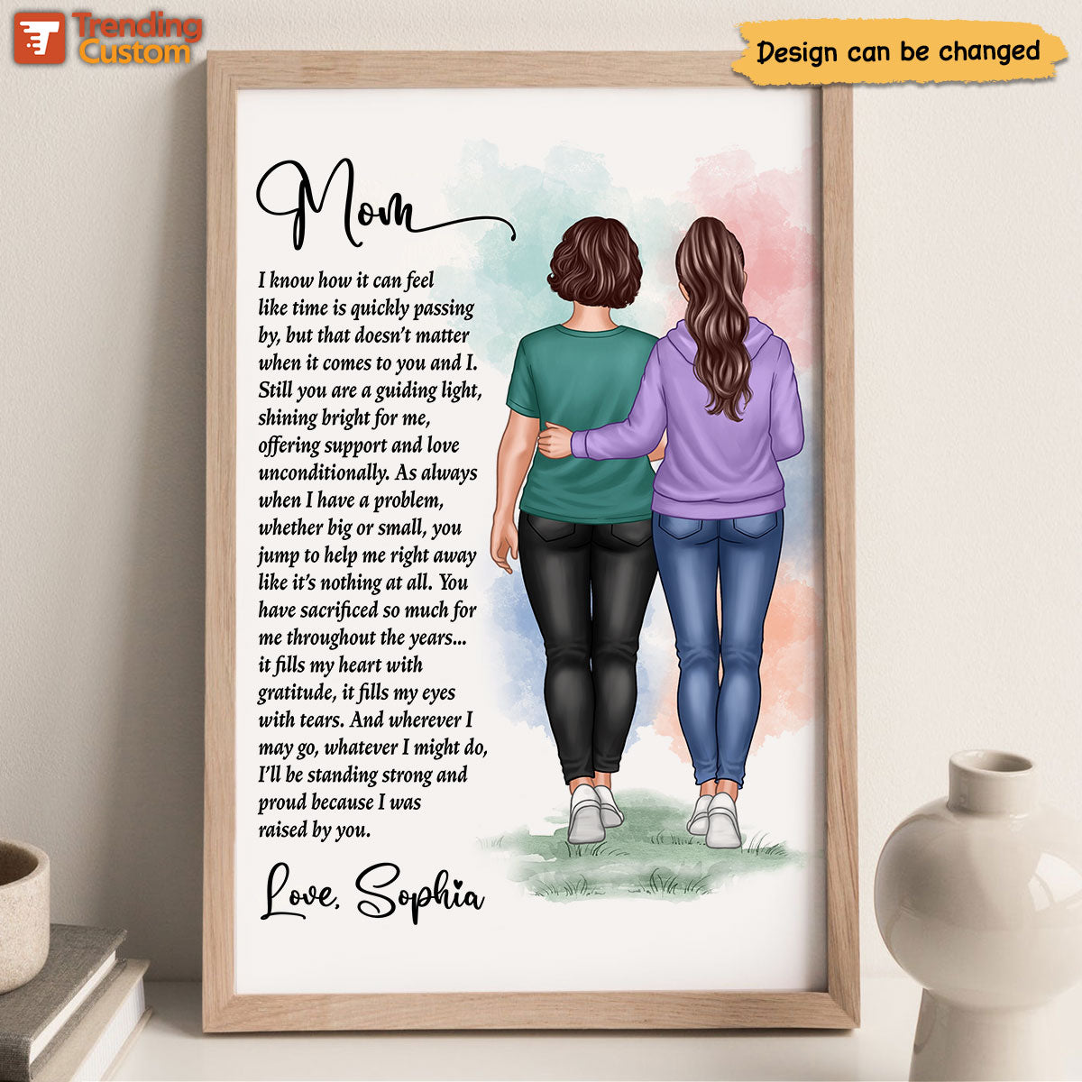 Mom And Daughter Walking To My Mom Mother‘s Day Gift Personalized Vertical Poster