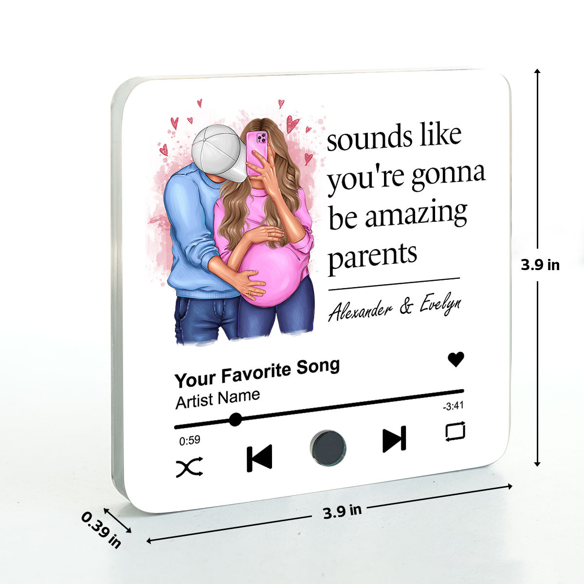 Sounds Like You're Gonna Be Amazing Parents Personalized Music Fridge Magnet, Perfect Gift For Pregnant Wife, Custom Favorite Song As Messages