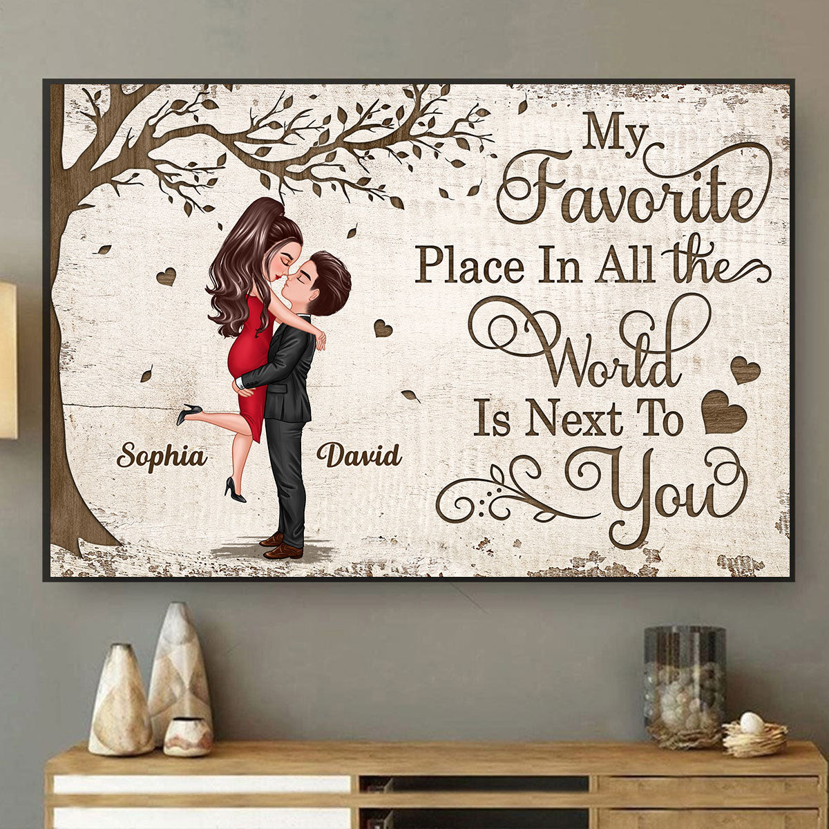 Favorite Place In The World Couple Kissing - Personalized Poster - Unique Valentine's Day Gift For Him, Gift For Her