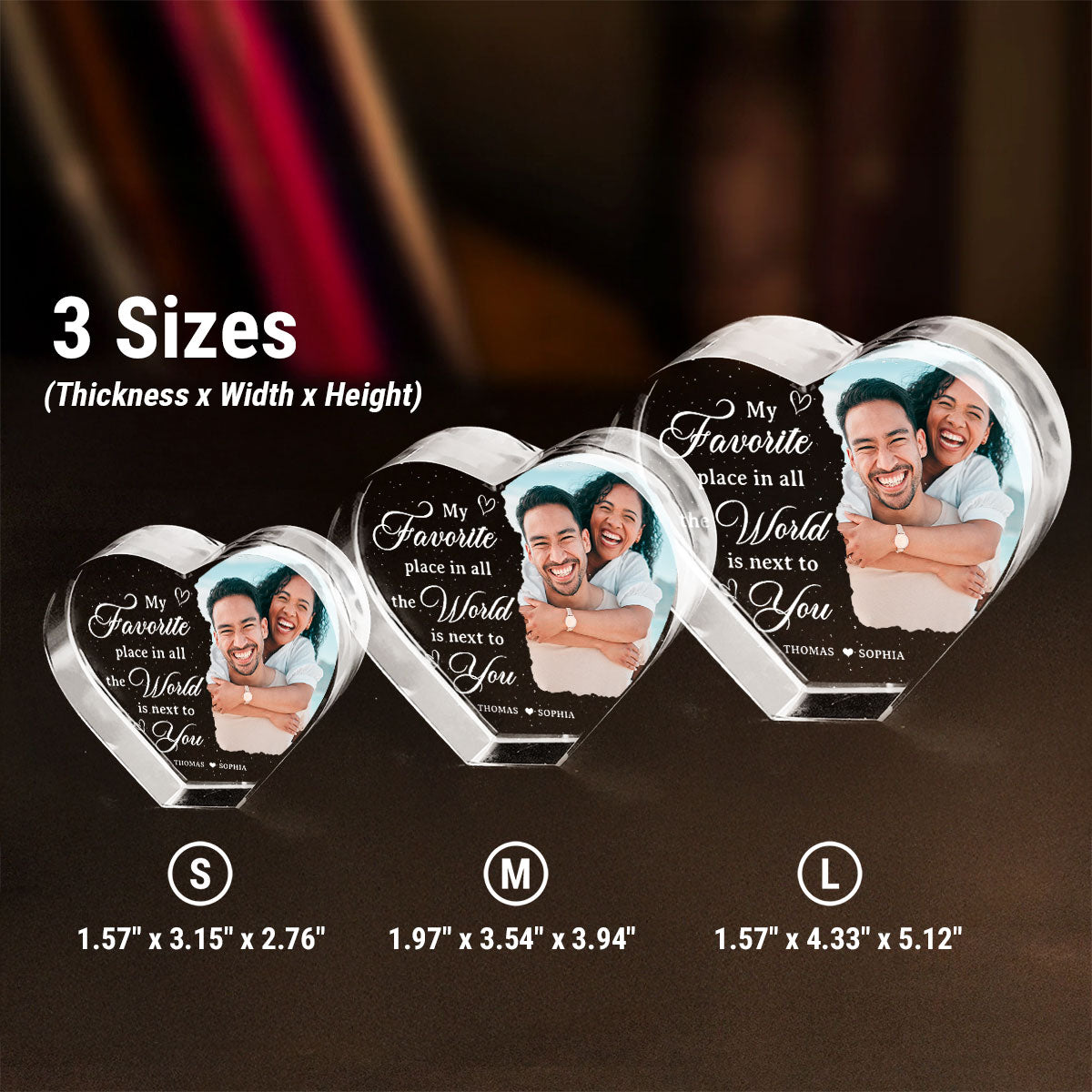 My Favorite Place Is Next To You Upload Photo Premium Crystal Heart LED, Personalized Couple Home Bedroom Decoration, Perfect Valentine's Gift For Her, For Wife, For Girlfriend, Free Delivery Included