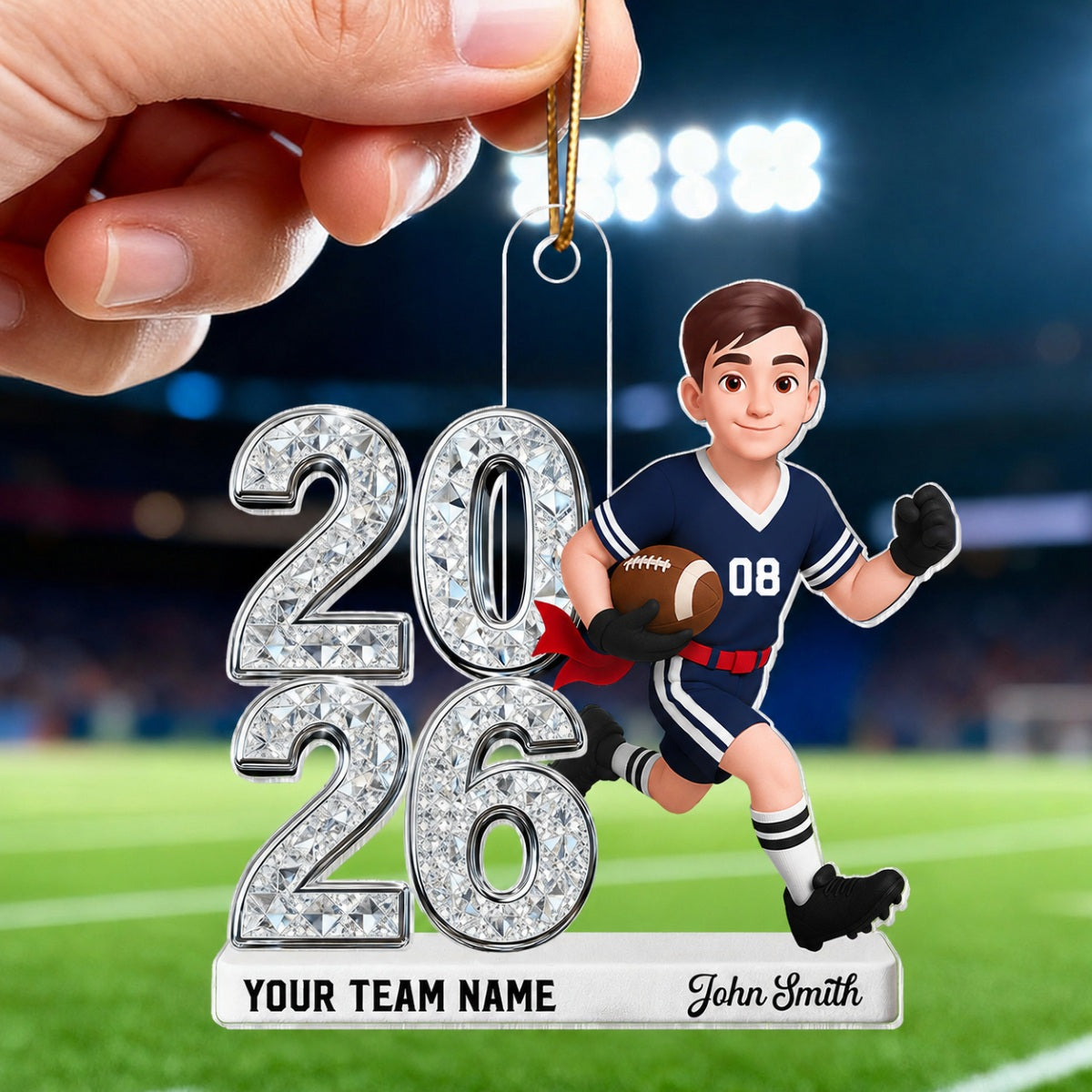 3D Shiny Effect Sport Player With Year - Personalized Acrylic Ornament - Gift For Daughter, Granddaughter, Son, Grandson