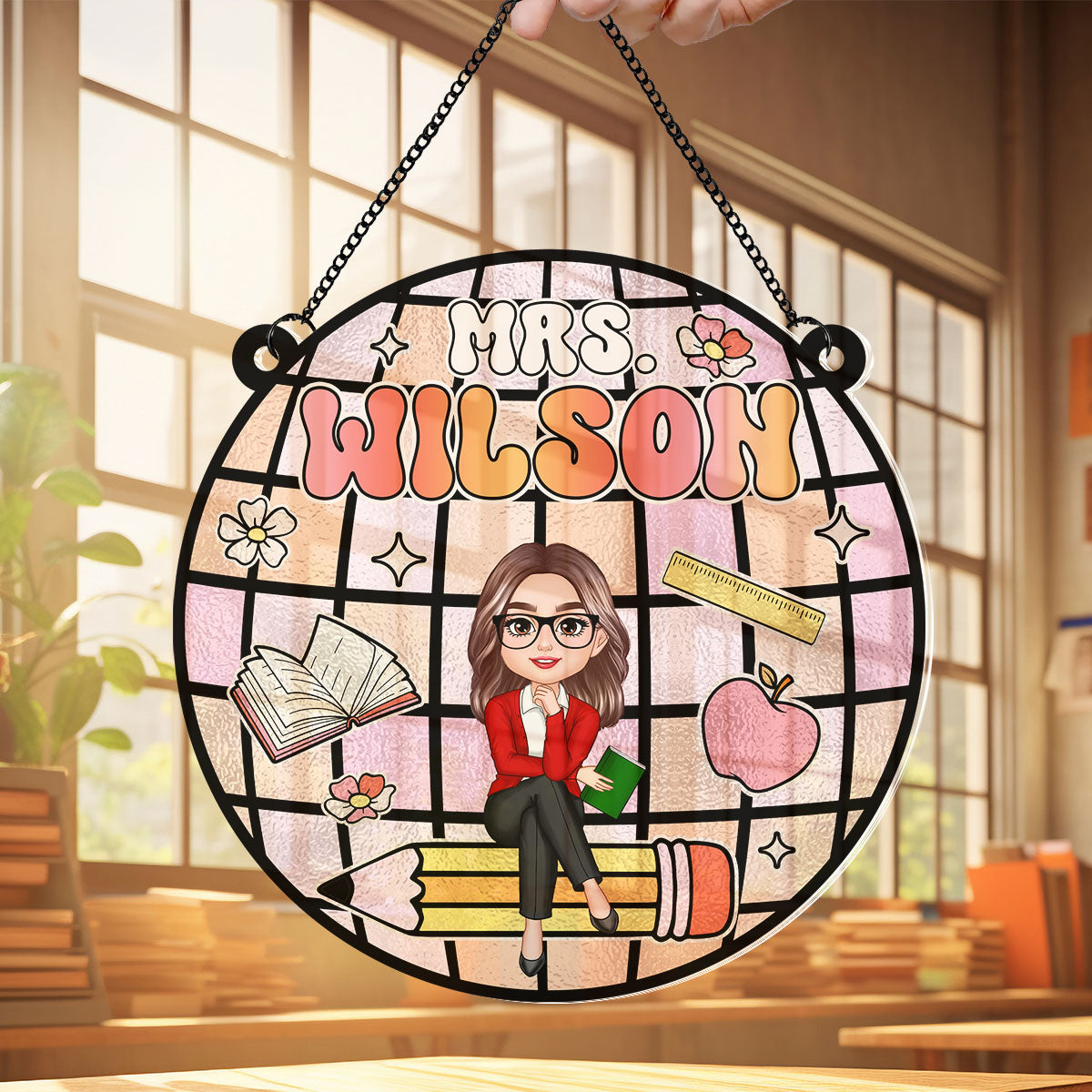 Teacher Classroom Personalized Suncatcher, Classroom Decor