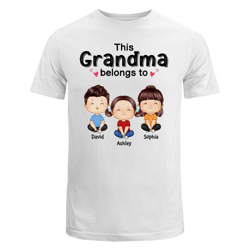 This Grandma Mom Belongs To Doll Kids Watercolor Styles Sitting Personalized Shirt