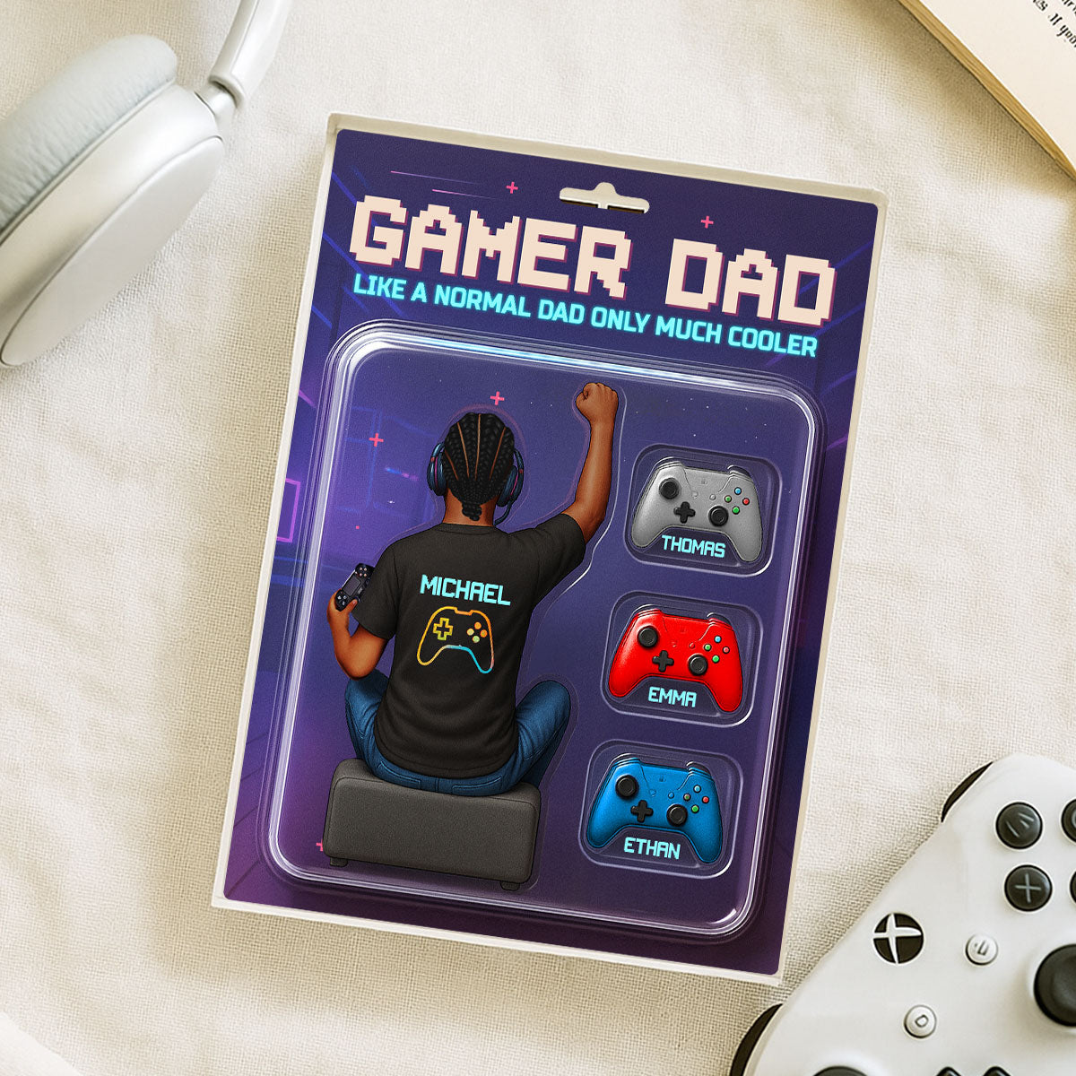 Gamer Dad Back View Toy Box Figures Style, Personalized Acrylic Block Plaque, Father's Day Gift for Dad, Gift for Husband