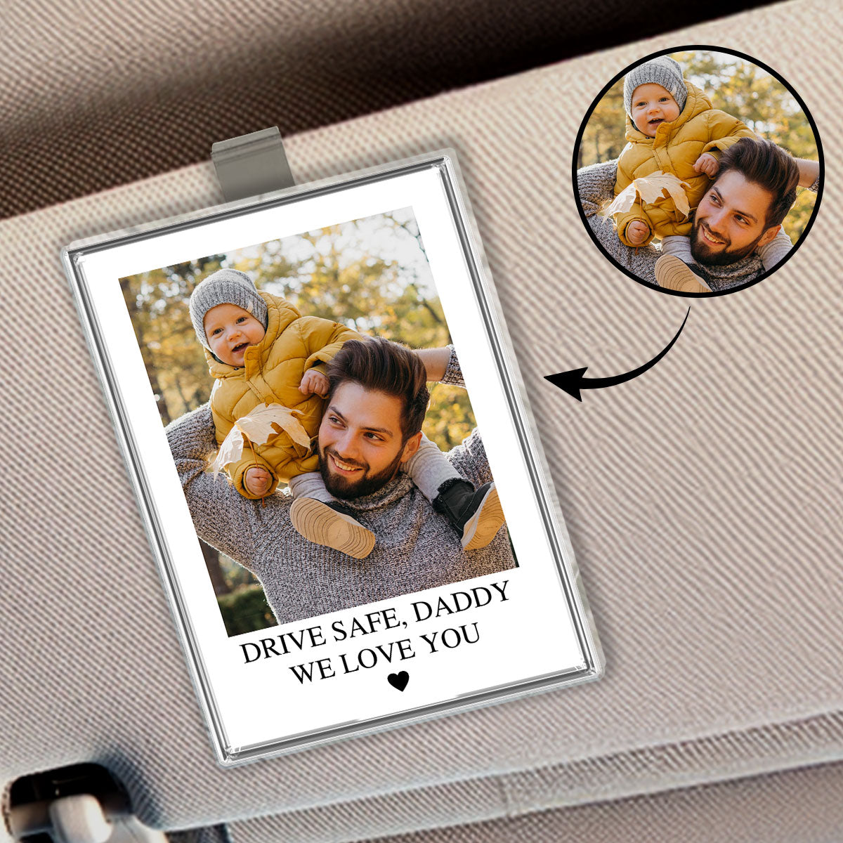 Dad Gifts Custom Photo Car Visor Clip Personalized Father's Day Gift for Him, Unique Gift for Dad from Son, Daughter, Wife, Sentimental Keepsake