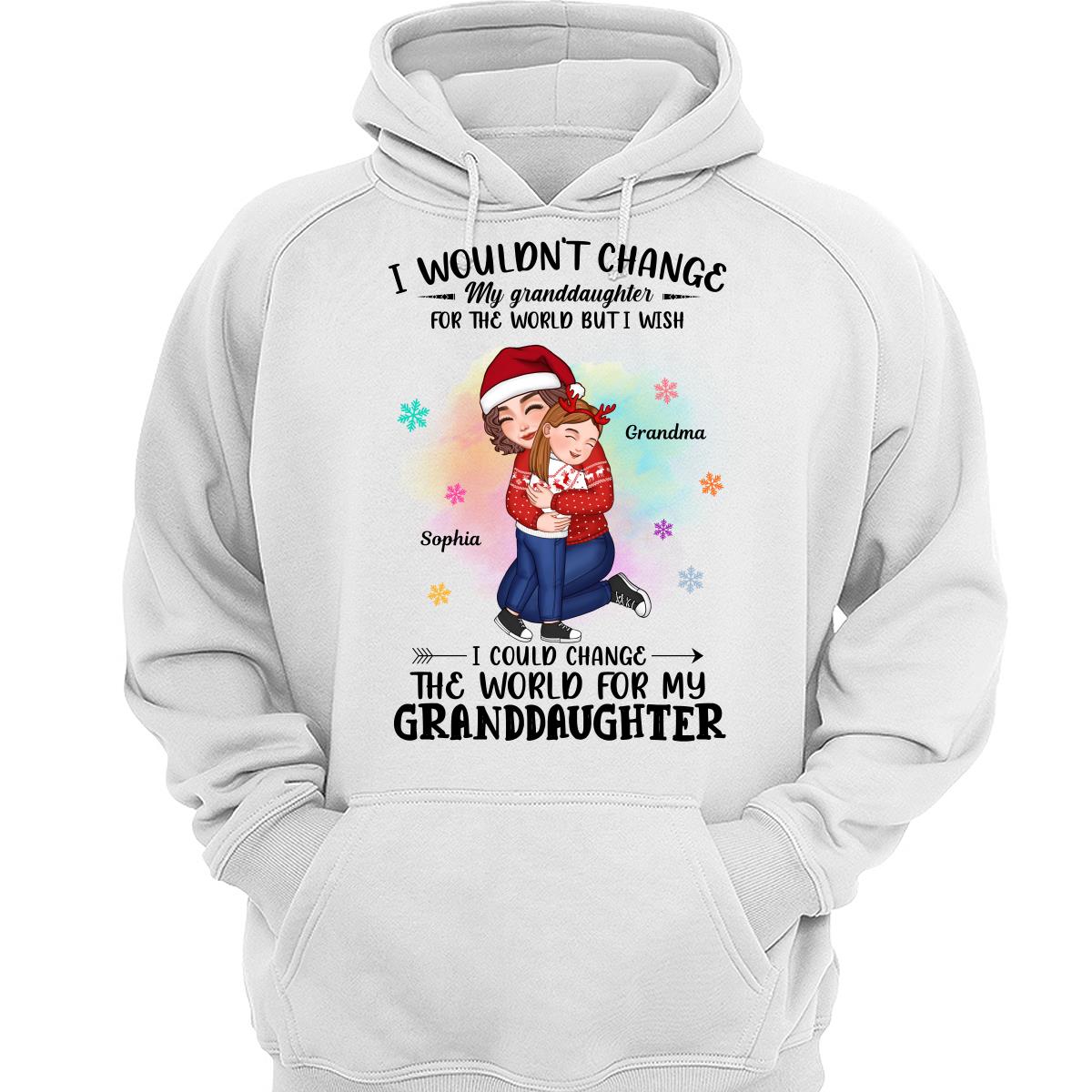 Wouldn‘t Change My Grandkid For The World Grandma Personalized Hoodie Sweatshirt