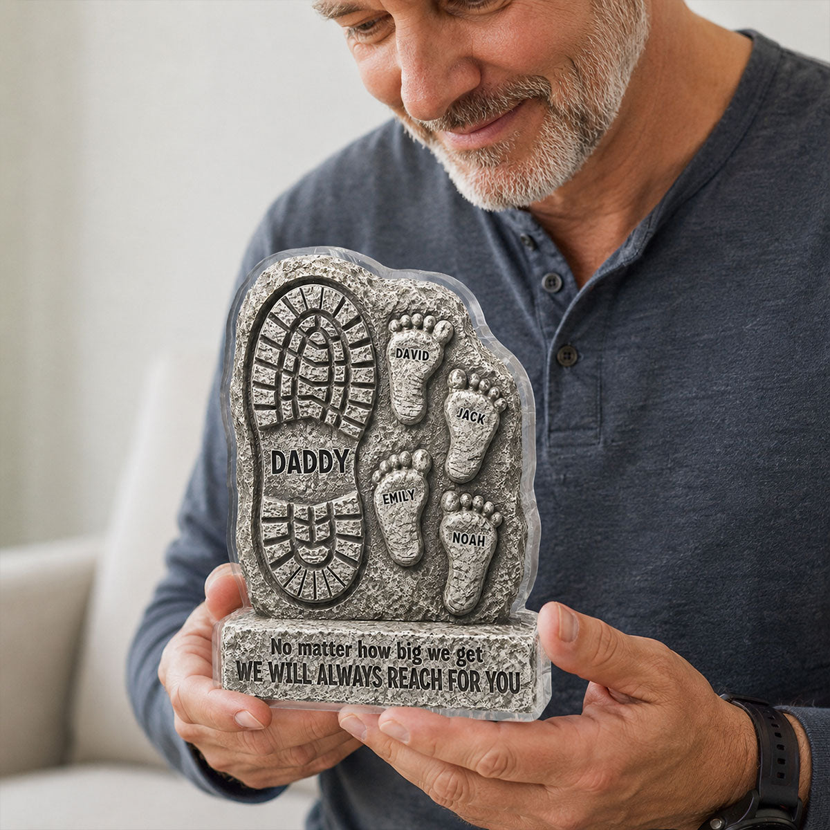 No Matter How Big We Get Always Reach For You Dad - Personalized Acrylic Block Plaque - Heartfelt Father's Day Gift For Dad, Husband