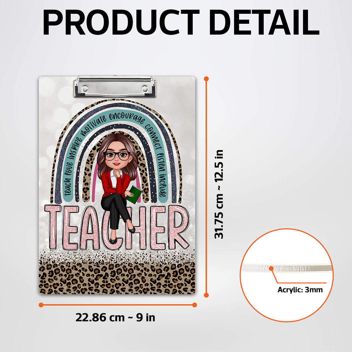 Teacher Leopard Personalized Clipboard, Gift For Teacher, Teacher Appreciation Gift, Back To School Gift