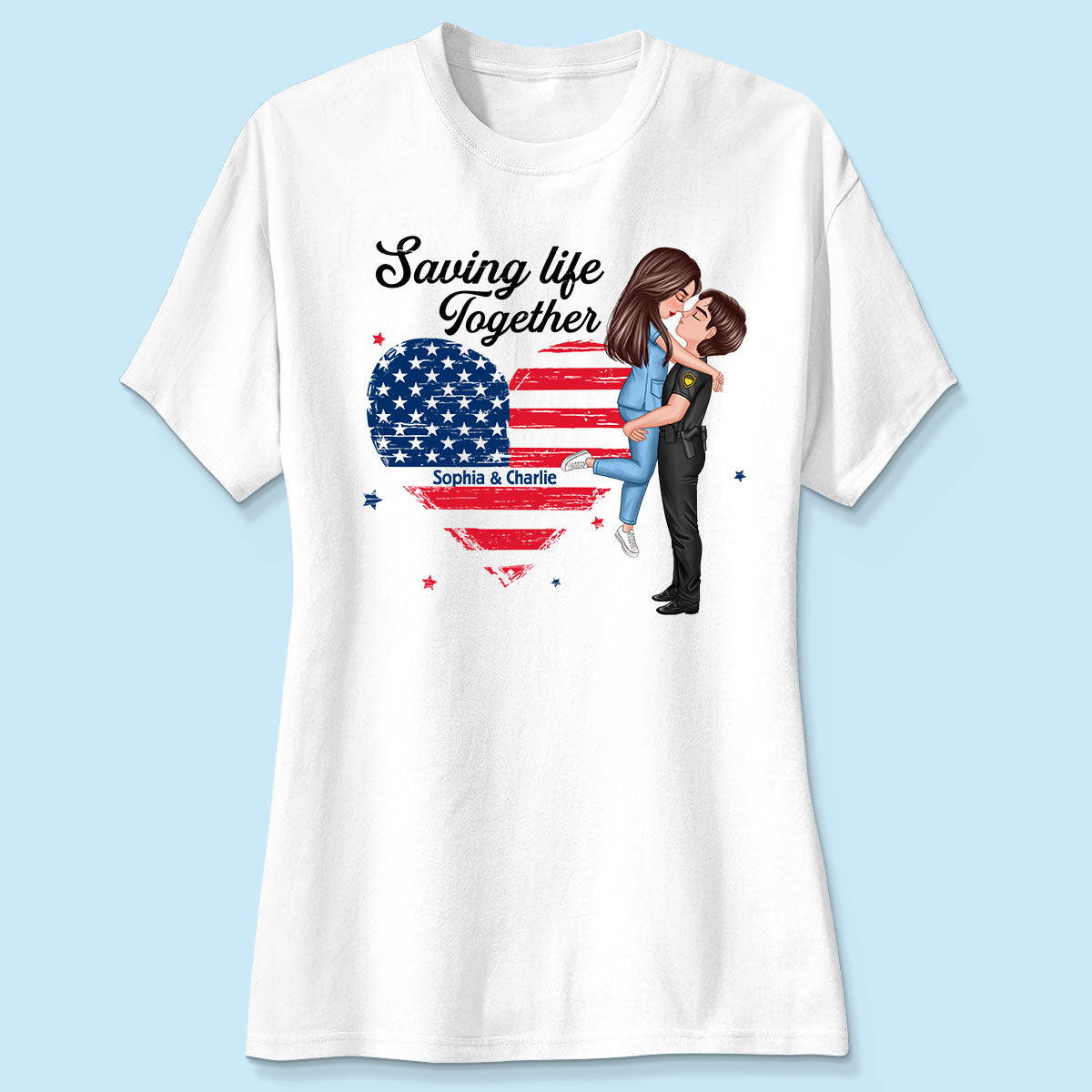 You & Me We Got This Hero Couple Hugging Kissing Nation Flag Heart Personalized Shirt, Gift by Occupation, Anniversary Gift For Him For Her