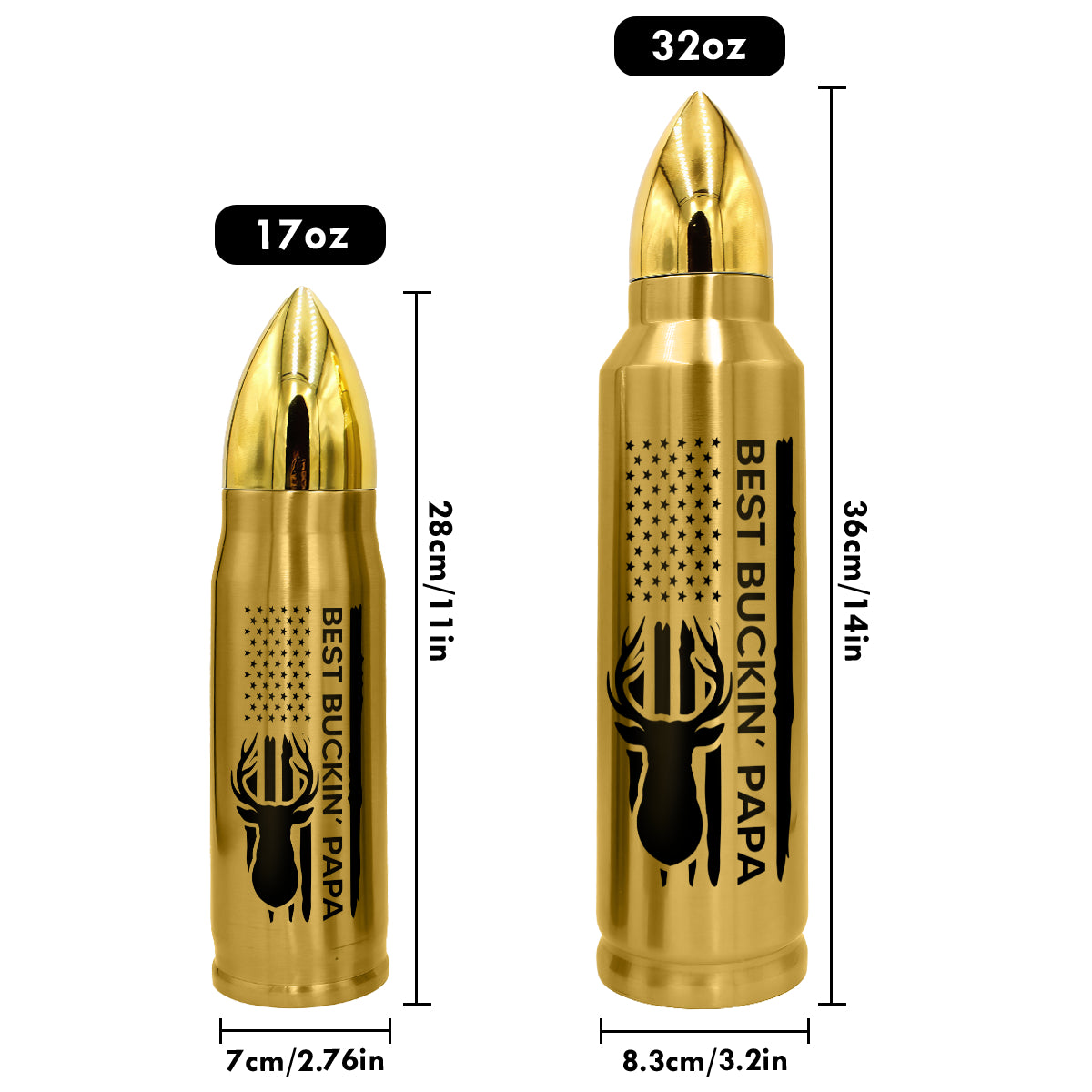 Best Buckin‘ Grandpa Dad Fist Bump Gift For Hunting Lover Personalized Bullet Tumbler