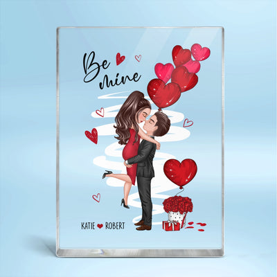 Be Mine Doll Couple Kissing Personalized Rectangle Acrylic Block Plaque
