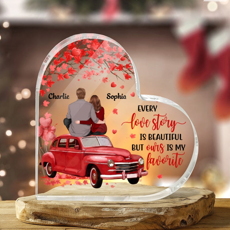 Back View Couple Sitting On Truck Valentine‘s Day Gift Personalized Heart Plaque