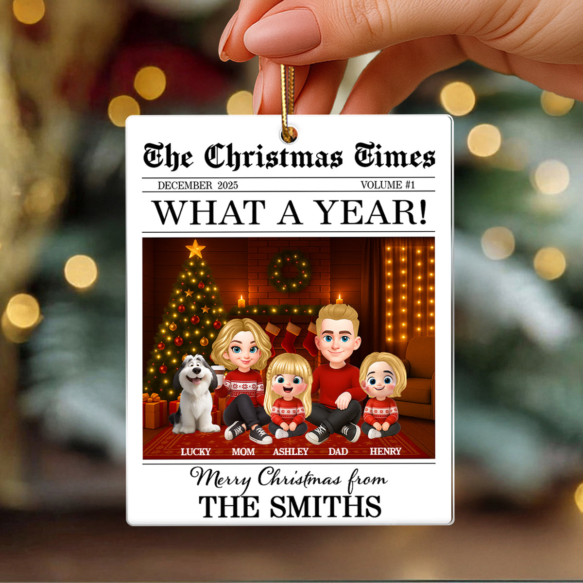 The Christmas Times Family Sitting - Personalized Acrylic Ornament