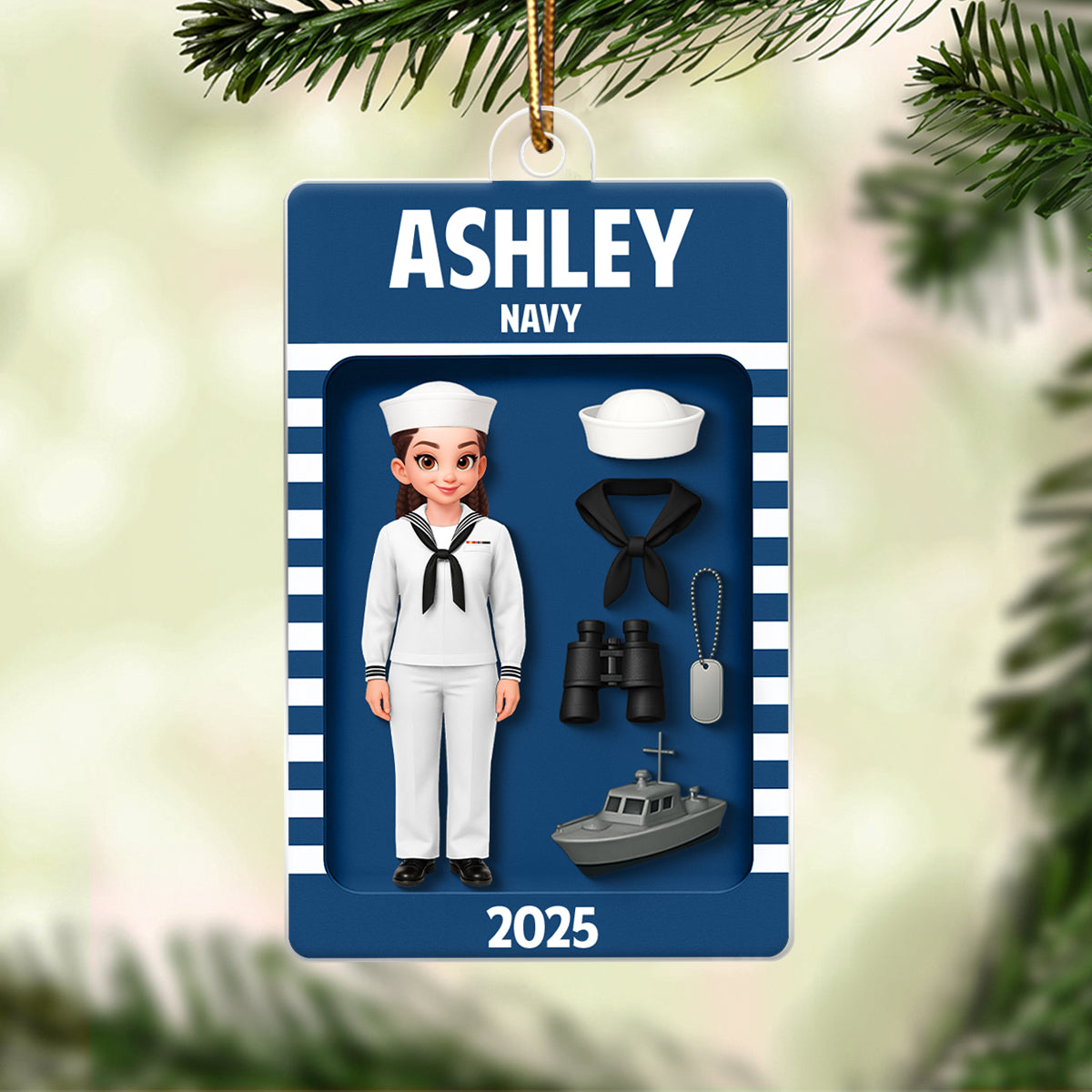 Navy Action Figure 3D Effect - Personalized Acrylic Ornament - Special Gift For Navy