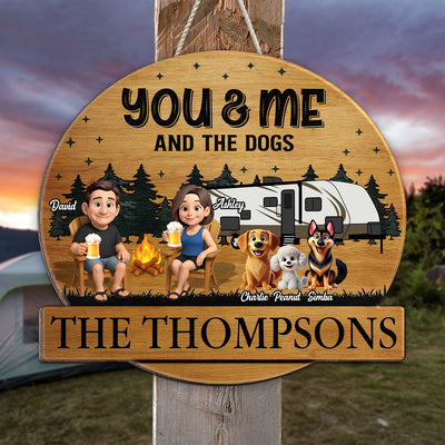 Camping Couples and the Dogs Cats Personalized Wood Sign, Anniversary, Vacation, Funny Gift For Campers