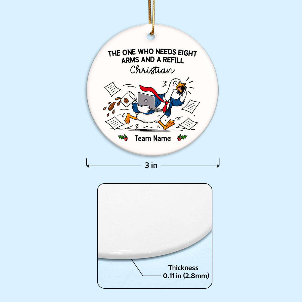 Funny Office Character Workplace Identity - Personalized Ceramic Ornament - Funny Gift For Coworkers, Colleagues, Secret Santa Gift