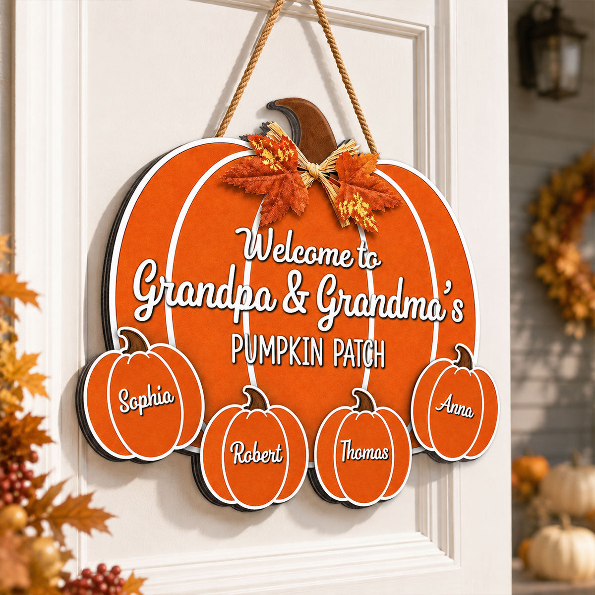 Fall Season Vibe Welcome To Grandma Grandpa Pumpkin Patch - Personalized Wood Sign - Fall Decoration For Grandparents