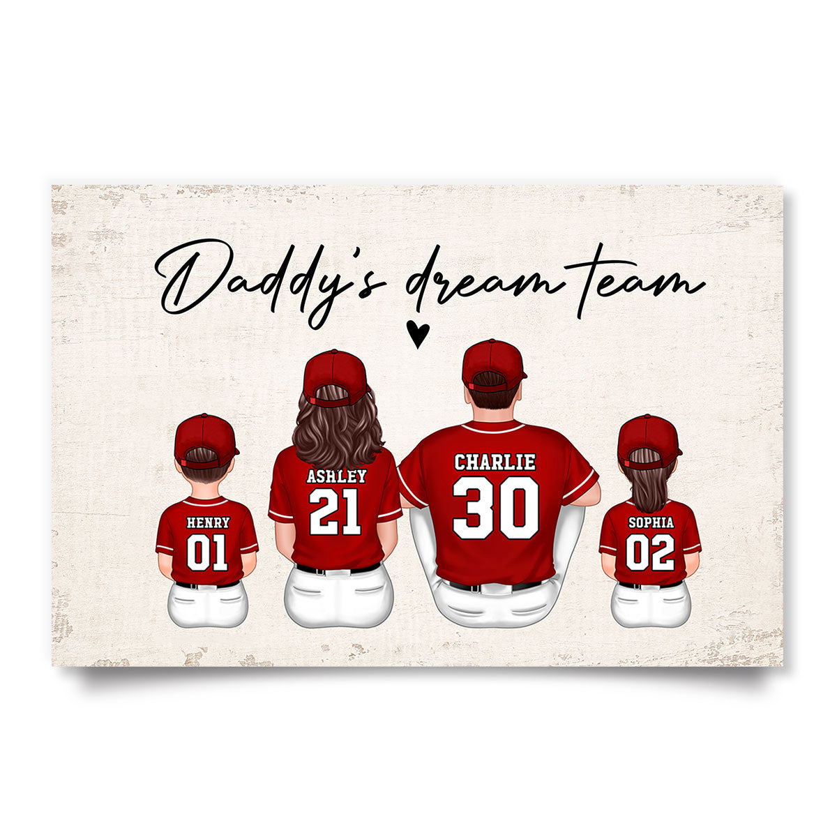 Baseball Family Sitting Personalized Poster Custom Gift for Dad, Husband or Family Room Decor