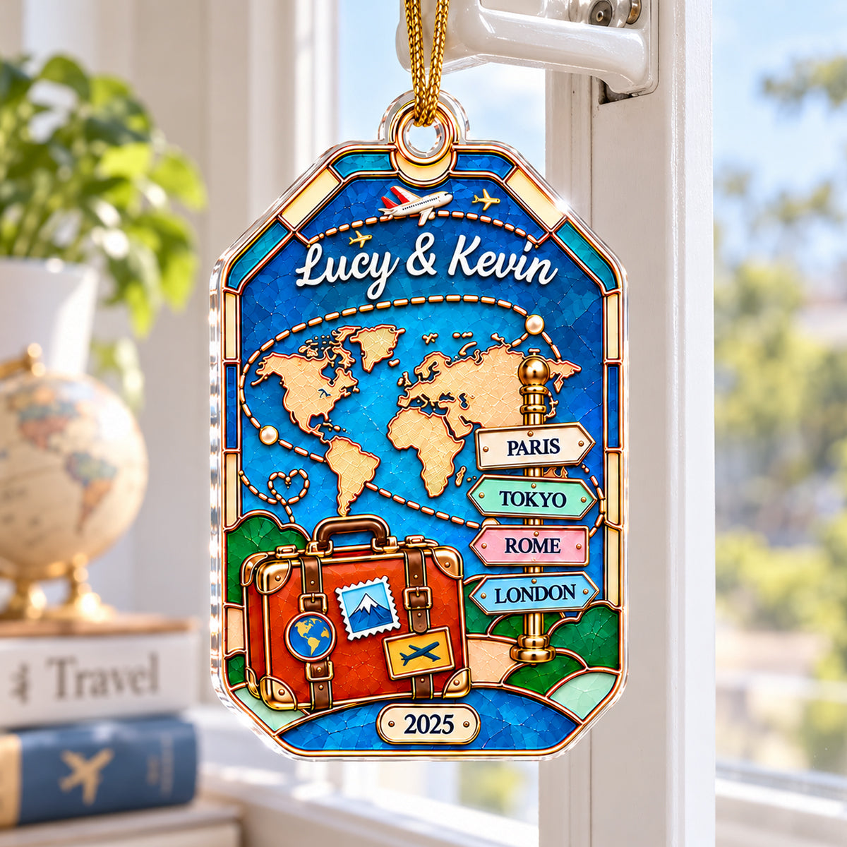 The Places You've Been Sign Post 2D Flat Printed - Personalized Acrylic Ornament - Traveling Destination Keepsake, Christmas Gift For Traveling Lovers