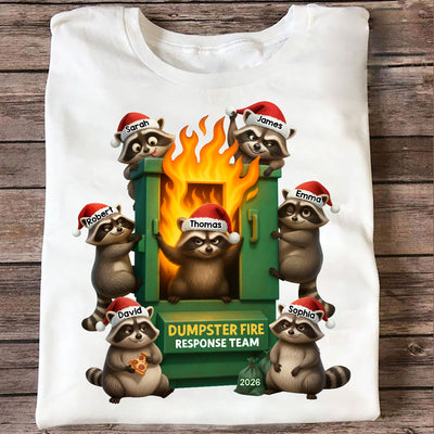 Cunning Raccoon Office Chaos Dumpster Fire Response Team - Personalized Shirt - Funny Holiday Gift for Coworkers