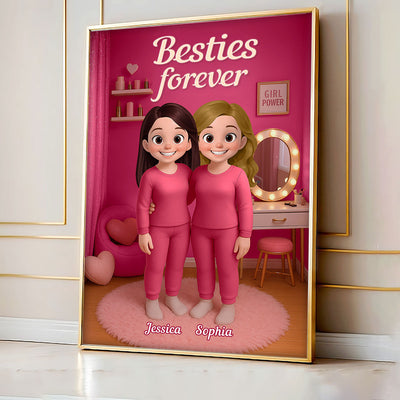 3D Effect Besties Pink Tone Dream Dollhouse Personalized Poster