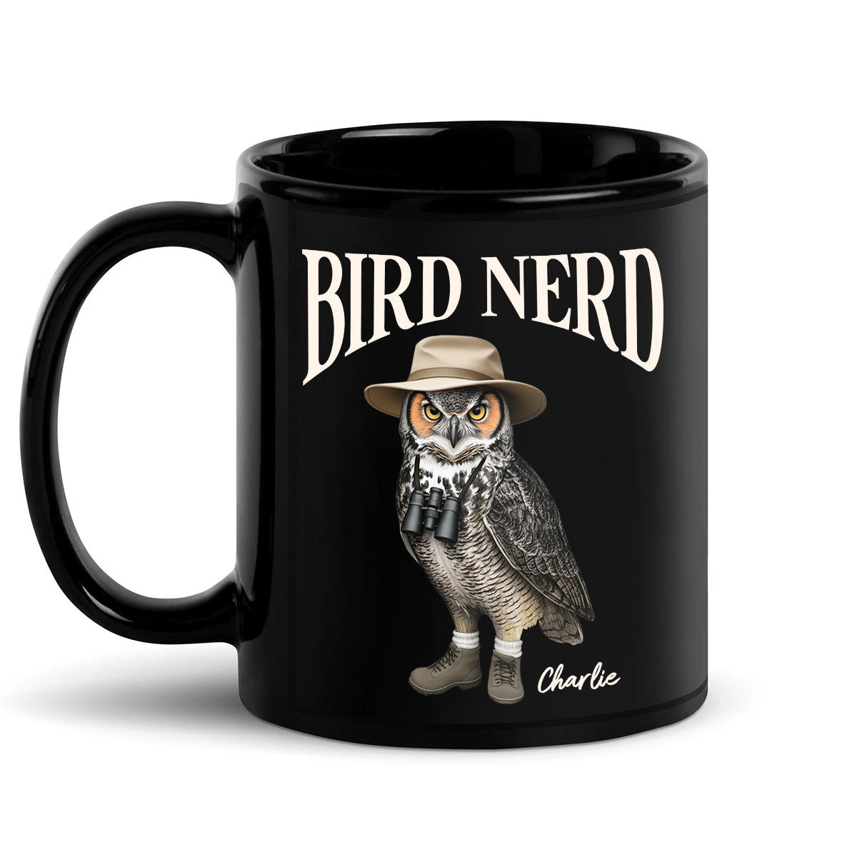 Bird Nerd Funny Bird Watcher, Bird Twitcher Gift for Bird Lover Personalized Black Mug