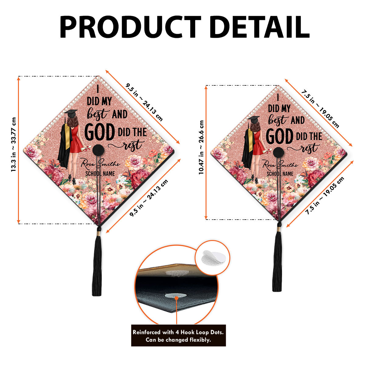I Did My Best God Did The Rest Personalized Printed Graduation Cap Topper, Graduation Gift