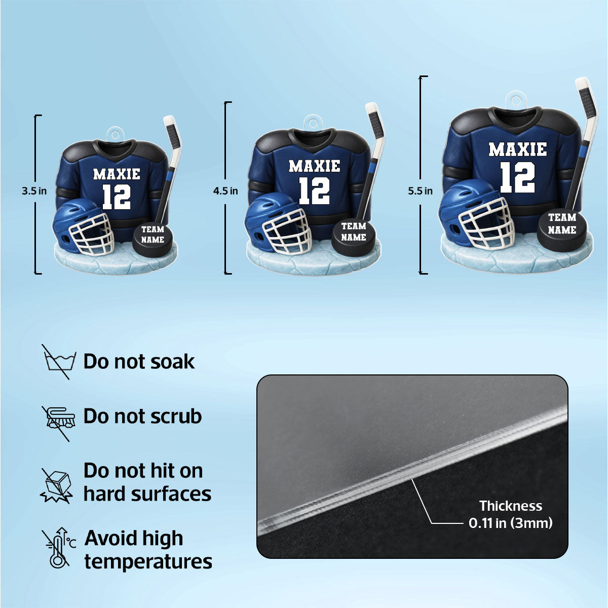 Hockey Kit 3D Effect - Personalized Acrylic Ornament - Christmas Gift For Son, Grandson, Boyfriend