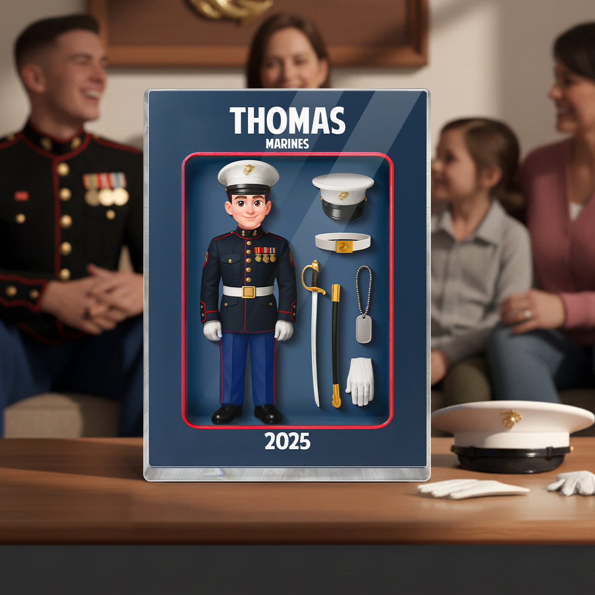 Marines Action Figure 3D Effect - Personalized Acrylic Block - Special Gift For The Marines