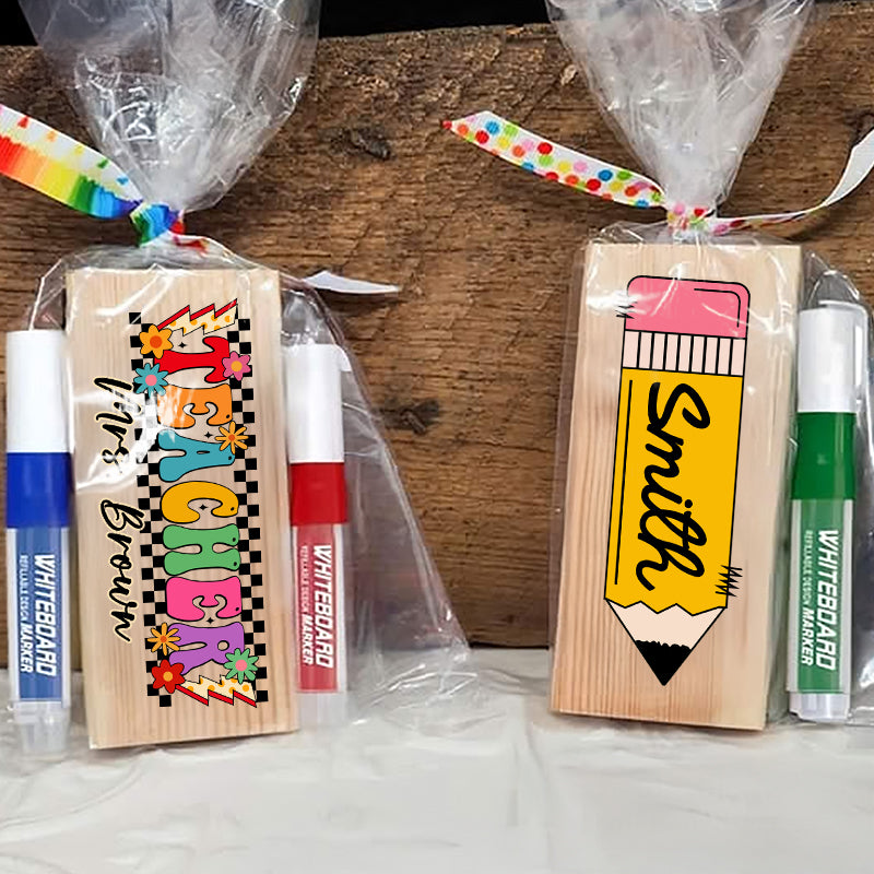 Personalized Teacher Whiteboard Eraser, Custom Teacher Appreciation Gifts, Chalkboard Eraser with Marker, Preschool Teacher Name gifts