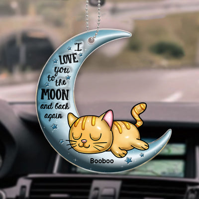 Cute Sleeping Cat Personalized Car Ornament, Gift For Cat Lovers