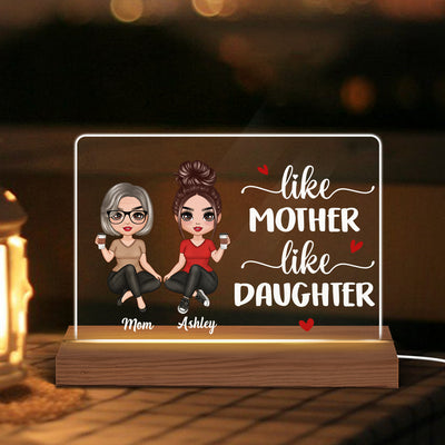 Doll Women Sitting Like Mother Like Daughter Personalized Custom Shape LED Night Light