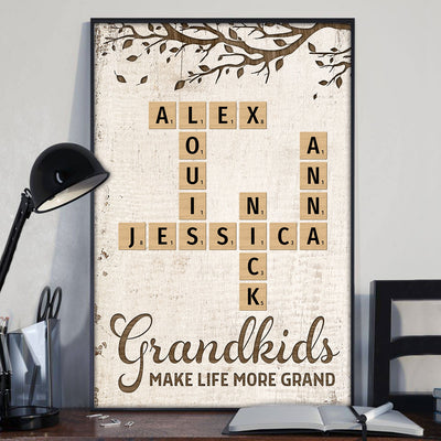 Grandkids Make Life More Grand Crossword Puzzle Art Personalized Poster