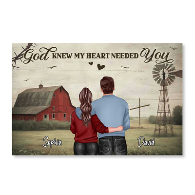 God Knew My Heart Needed You Couple Back View Personalized Poster