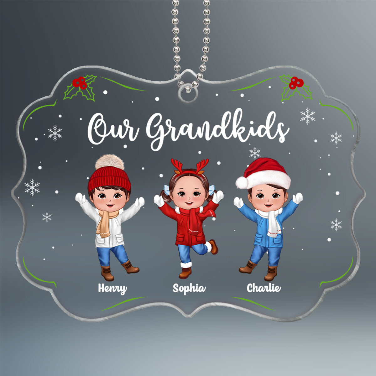 Our Grandkids Happy Doll Kids Gift For Grandparents Personalized Acrylic Ornament