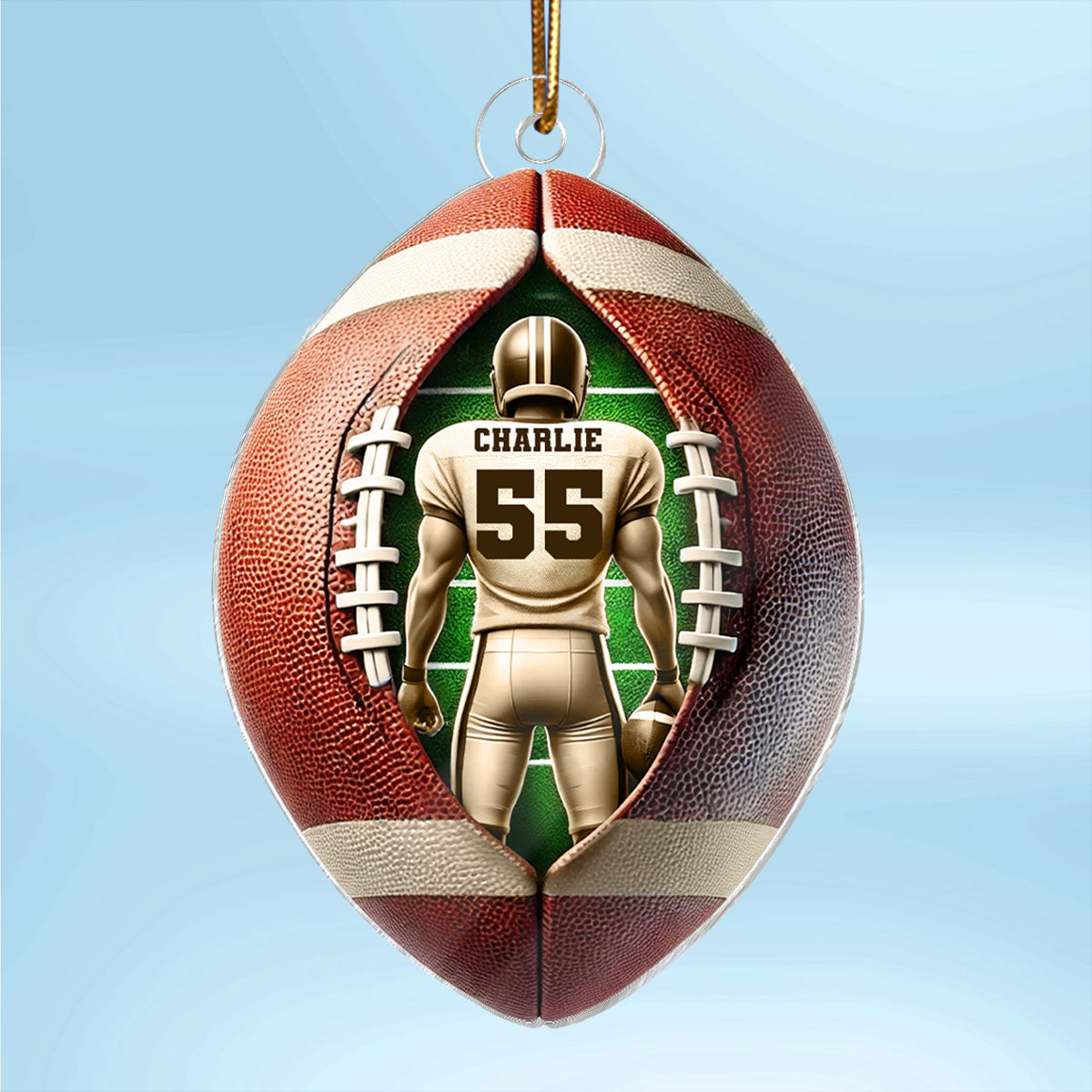 3D Effect Football Player Personalized Acrylic Ornament, Christmas Gift For Football Players, Football Fans