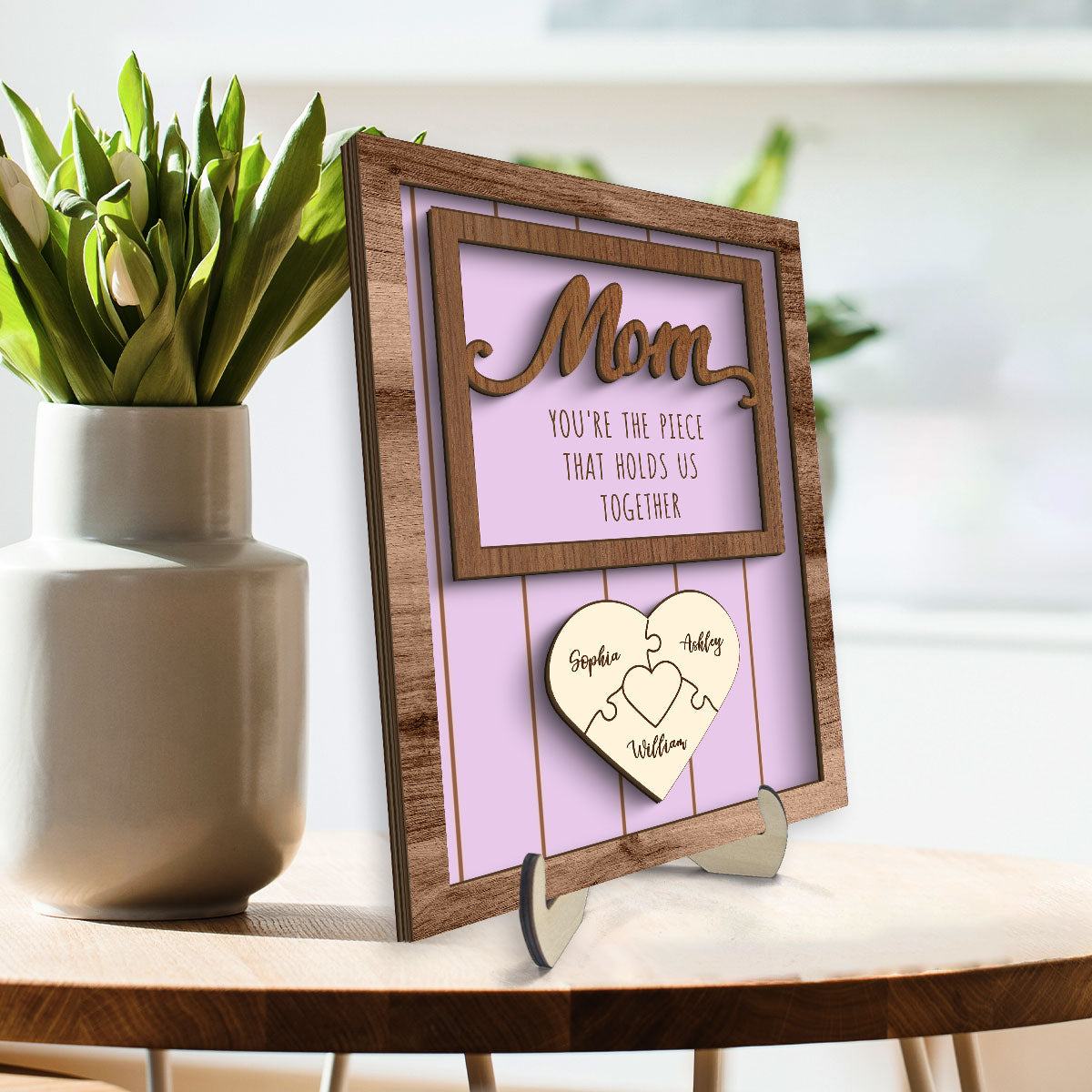 Personalized Mom Gift You are the Piece that Holds us Together, Puzzle with Names for Mother, Engraving Wood Gift, Mommy Gift