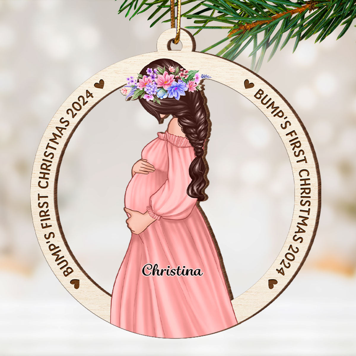Baby Bump’s First Christmas Ornament Gift Expecting Mommy to Be Christmas Pregnancy Wooden Ornament
