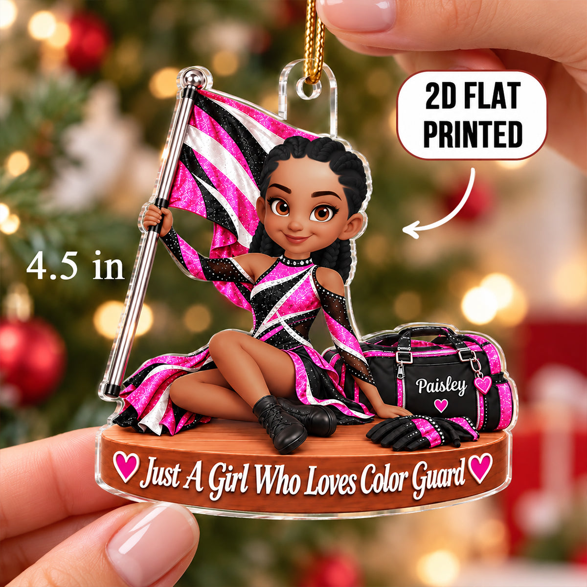 Just a Girl Who Loves Color Guard - Personalized Acrylic Ornament - Christmas Gift for Daughter, Granddaughter, Niece