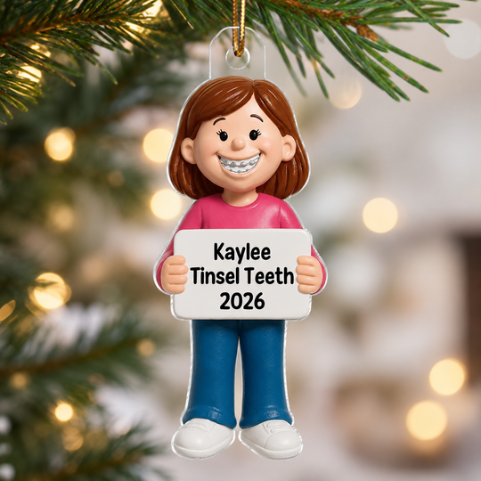 Kids Braces Teeth Smile 2D Flat Printed - Personalized Acrylic Ornament - Unique Christmas Keepsake For Boy Girl With Braces
