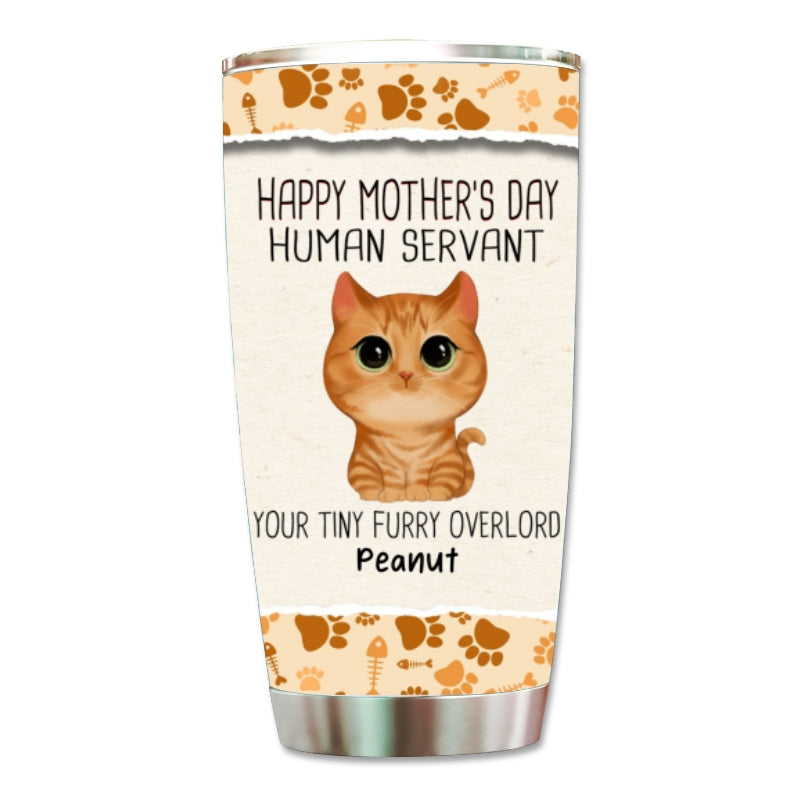 Watercolor Cute Cats Happy Mother‘s Day Cat Human Servant Personalized Tumbler